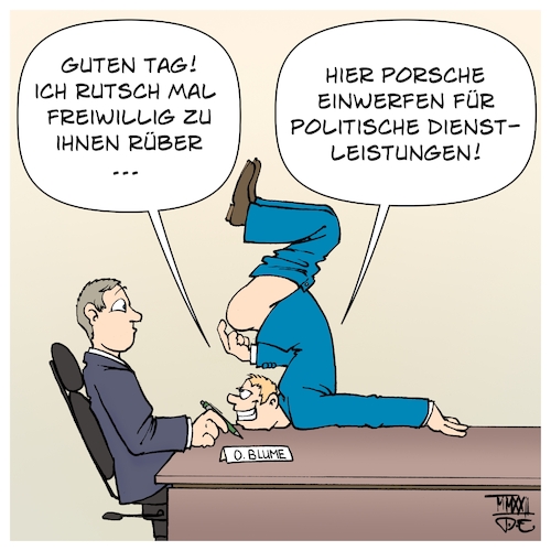 Cartoon: PorscheGate (medium) by Timo Essner tagged christian,lindner,finanzminister,porsche,porschegate,oliver,blume,porschechef,fdp,korruption,klientelpolitik,auto,verkehr,autoindustrie,efuels,energiewende,verkehrswende,alternative,energien,markt,manipulation,einmischung,klima,klimakrise,energieversorgung,energiesicherheit,energiepreise,wirtschaft,hartziv,alg2,inflation,preissteigerung,privateinkommen,deutschland,schwarze,null,finanzen,cartoon,timo,essner,christian,lindner,finanzminister,porsche,porschegate,oliver,blume,porschechef,fdp,korruption,klientelpolitik,auto,verkehr,autoindustrie,efuels,energiewende,verkehrswende,alternative,energien,markt,manipulation,einmischung,klima,klimakrise,energieversorgung,energiesicherheit,energiepreise,wirtschaft,hartziv,alg2,inflation,preissteigerung,privateinkommen,deutschland,schwarze,null,finanzen,cartoon,timo,essner