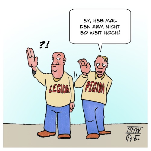 Cartoon: Rechten Arm runter! (medium) by Timo Essner tagged pegida,legida,hogesa,hooligans,öffentlichkeitswirkung,pr,rechter,terror,pegida,legida,hogesa,hooligans,öffentlichkeitswirkung,pr,rechter,terror