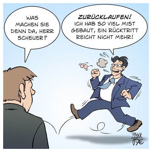 Cartoon: Scheuers Rücktritt (medium) by Timo Essner tagged andreas,scheuer,verkehrsminister,csu,maut,ausländermaut,pkw,autobahnmaut,deutschland,eu,gerichtsurteil,konsortium,warnung,verfassung,recht,bayern,niemehrcdu,rücktritt,scheuerrücktritt,cartoon,timo,essner,andreas,scheuer,verkehrsminister,csu,maut,ausländermaut,pkw,autobahnmaut,deutschland,eu,gerichtsurteil,konsortium,warnung,verfassung,recht,bayern,niemehrcdu,rücktritt,scheuerrücktritt,cartoon,timo,essner