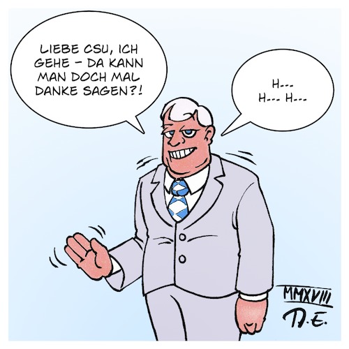 Cartoon: Seehofer CSU Dankbarkeit (medium) by Timo Essner tagged horst,seehofer,ministerpräsident,bayern,csu,berlin,heimatministerium,dankbar,danke,dankbarkeit,abschied,cartoon,timo,essner,horst,seehofer,ministerpräsident,bayern,csu,berlin,heimatministerium,dankbar,danke,dankbarkeit,abschied,cartoon,timo,essner