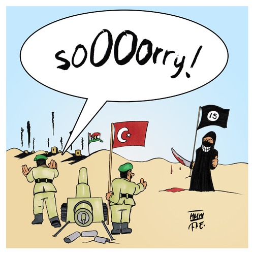 Cartoon: Sorry! (medium) by Timo Essner tagged türkei,erdogan,kurden,pkk,syrien,is,nato,bombing,isil,terrorist,terrorism,islamic,state,kurds,enemies,wrong,friends,cavusoglu,türkei,erdogan,kurden,pkk,syrien,is,nato,bombing,isil,terrorist,terrorism,islamic,state,kurds,enemies,wrong,friends,cavusoglu