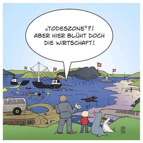 Cartoon: Todeszone Ostsee (medium) by Timo Essner tagged todeszone,ostsee,nordsee,meer,umweltschutz,klimaschutz,meeresschutz,natur,naturschutz,umweltvergiftung,agrar,industrie,gülle,abwässer,flüsse,bäche,seen,nitrat,nitrit,abflüsse,ölindustrie,fischfang,müllentsorgung,müllstrudel,schifffahrt,saurer,regen,schwefel,emissionen,niederschlag,cartoon,timo,essner,todeszone,ostsee,nordsee,meer,umweltschutz,klimaschutz,meeresschutz,natur,naturschutz,umweltvergiftung,agrar,industrie,gülle,abwässer,flüsse,bäche,seen,nitrat,nitrit,abflüsse,ölindustrie,fischfang,müllentsorgung,müllstrudel,schifffahrt,saurer,regen,schwefel,emissionen,niederschlag,cartoon,timo,essner