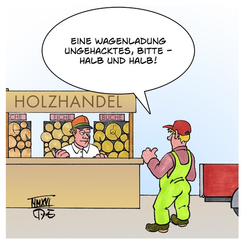 Cartoon: Ungehacktes halb und halb (medium) by Timo Essner tagged holz,hack,hackfleisch,gehacktes,ungehacktes,einkaufen,handel,holzhandel,einzelhandel,cartoon,timo,essner,halb,holz,hack,hackfleisch,gehacktes,ungehacktes,einkaufen,handel,holzhandel,einzelhandel,cartoon,timo,essner