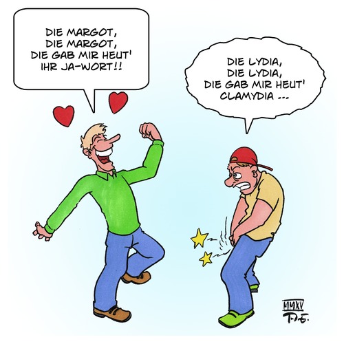 Cartoon: Verliebt - verloren (medium) by Timo Essner tagged clamydia,geschlechtskrankheiten,std,sexualität,clamydia,geschlechtskrankheiten,std,sexualität