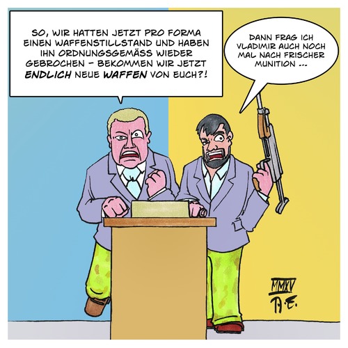 Cartoon: Waffenbrüder im Geiste (medium) by Timo Essner tagged ukraine,waffen,lieferung,waffenlieferung,waffenstillstand,stillstand,waffenruhe,krieg,frieden,bürgerkrieg,ukraine,waffen,lieferung,waffenlieferung,waffenstillstand,stillstand,waffenruhe,krieg,frieden,bürgerkrieg