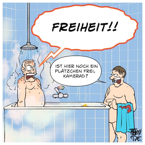 Cartoon: Zu heiß geduscht (medium) by Timo Essner tagged wolfgang,kubicki,fdp,freiheit,duschen,energie,energiewende,gas,erdgas,russland,robert,habeck,sparen,wärme,haushalt,afd,fischen,am,rechten,rand,cartoon,timo,essner,wolfgang,kubicki,fdp,freiheit,duschen,energie,energiewende,gas,erdgas,russland,robert,habeck,sparen,wärme,haushalt,afd,fischen,am,rechten,rand,cartoon,timo,essner