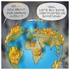 Cartoon: Carbon Output (small) by Timo Essner tagged climate change catastrophy politics forest rainforest fires deforestation brasil amazonia africa australia russia taiga north pole arctic california europe spain portugal speculation housing tourism record heat wave temperatures cartoon timo essner