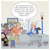 Cartoon: HartzIV im Supermarkt (small) by Timo Essner tagged hartziv,hartz4,agenda2010,sozialhilfe,sanktion,darlehen,supermarkt,kasse,aldi,lidl,edeka,plus,netto,öffentlichkeit,geld,kurzfristig,cartoon,timo,essner