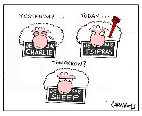 Cartoon: Sheeps (medium) by Carma tagged sheeps,animal,politics,tsipras,charlie,hebdo,terrorism,solidarity,france,greece,greek,elections,europe,people