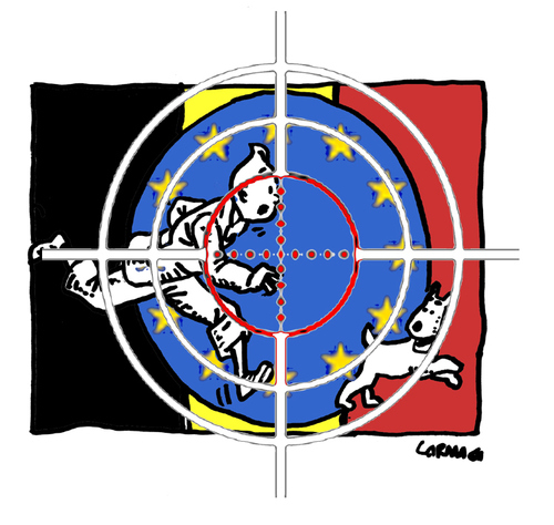 Cartoon: Tintin in Belgium (medium) by Carma tagged belgium,terrorism,bruxelles,tintin