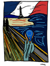 Cartoon: Euroscream (small) by Carma tagged france,attacks,terrorism,paris,van,gogh,politics,war