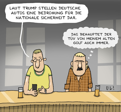 Cartoon: Golf-Konflikt (medium) by Uliwood tagged trump,auto,wirtschaft,politik,usa,nationale,sicherheit,deutschland,handel,bedrohung,trump,auto,wirtschaft,politik,usa,nationale,sicherheit,deutschland,handel,bedrohung