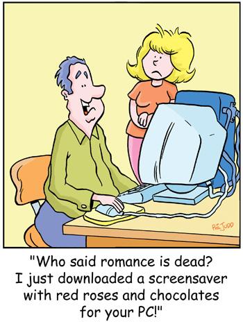 Cartoon: TP00005computers (medium) by comicexpress tagged computers,love,romantic,romance,husband,wife