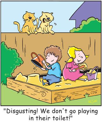 Cartoon: TP0016cats (medium) by comicexpress tagged cat,cats,feline,animal,animals,pets,kids,children,sandbox,playing,sandpit,toilet,kitty,litter