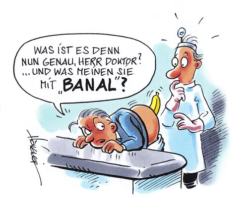 Cartoon: Banal (medium) by Hoevelercomics tagged banana,banane,bananen,urologe,urologie,doktor,doctor