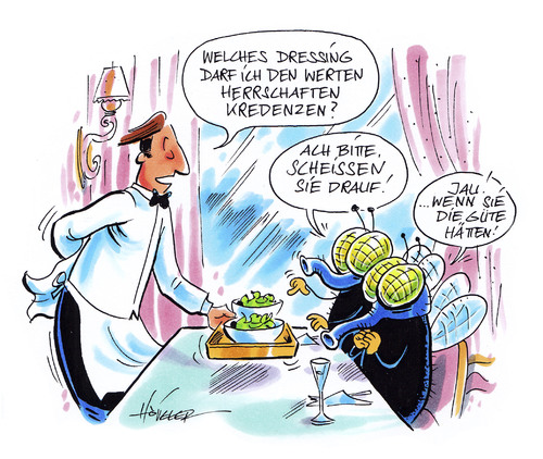 Cartoon: Dressing (medium) by Hoevelercomics tagged fliegen,flys,insekten,feinschmecker,restaurant