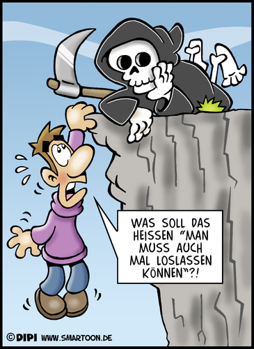 Cartoon: Loslassen (medium) by DIPI tagged tod,unfall,gefahr,ratschlag,tipp,angst,tod,unfall,gefahr,ratschlag,tipp,angst