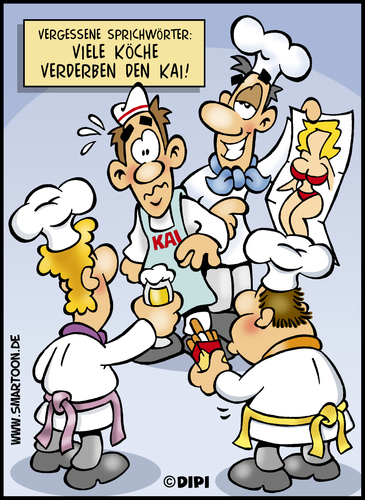 Cartoon: Sprichwörtlich (medium) by DIPI tagged koch,köche,kochen,unschuld,sprichwort,alkohol,zigaretten,unsicherheit,koch,köche,kochen,unschuld,sprichwort,alkohol,zigaretten,sex,unsicherheit