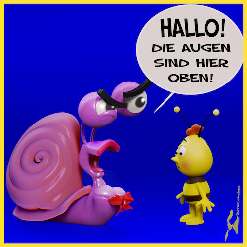 Cartoon: Augen nach oben (medium) by Rüsselhase tagged biene,maja,wille,schnecke