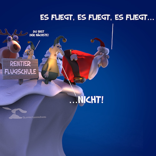 Cartoon: Flugschule (medium) by Rüsselhase tagged rentier,reindeer,weihnachten,christmas