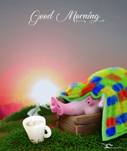 Cartoon: Good Morning (medium) by Rüsselhase tagged pig,coffee,sun,goodmorning,poster