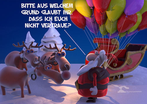 Cartoon: Luftballons (medium) by Rüsselhase tagged weihnachten,rentier,luftballon,fun,funny