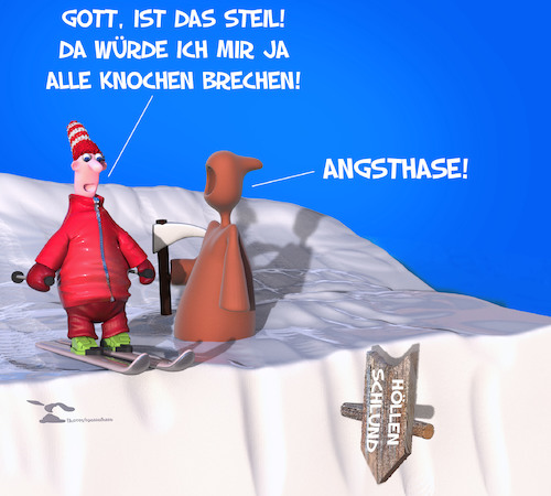 Cartoon: Mutig (medium) by Rüsselhase tagged schifaher,tod,schnee,mutig,angsthase