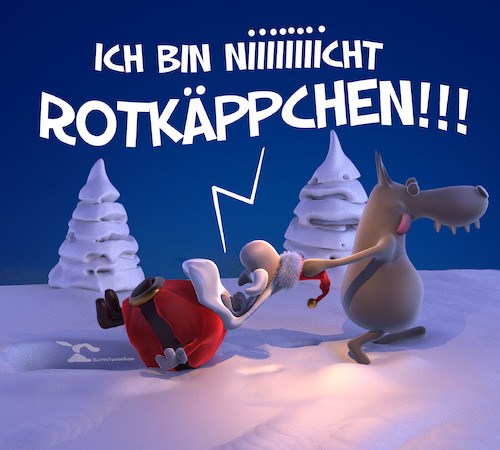 Cartoon: Rotkäppchen (medium) by Rüsselhase tagged rotkäppchen,weihnachtsmann,weihnachten,wolf,cartoon,fun