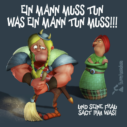 Cartoon: Thats Life (medium) by Rüsselhase tagged wikinger,besen,mann,frau