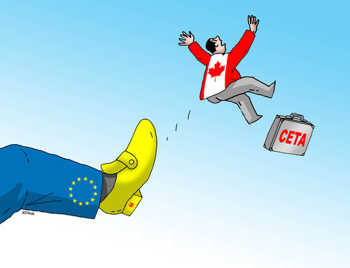 Cartoon: cetakop (medium) by Lubomir Kotrha tagged ceta,canada,europe,eu,usa,brusel,world