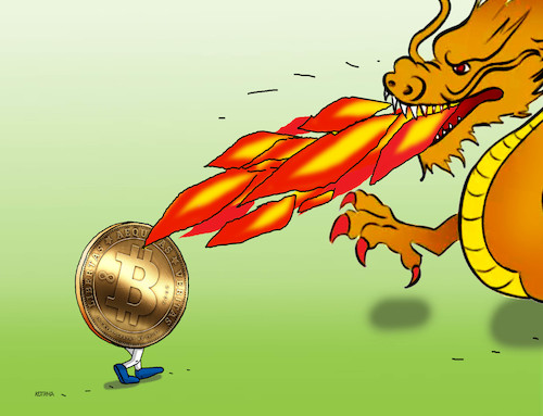 Cartoon: chinadrak (medium) by Lubomir Kotrha tagged china,bitcoin,china,bitcoin