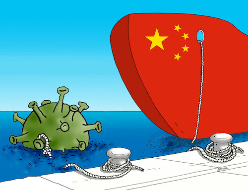 Cartoon: chinalod (medium) by Lubomir Kotrha tagged china,covid,problems,china,covid,problems