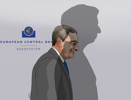 Cartoon: draghivymena (medium) by Lubomir Kotrha tagged eu,ecb,draghi,lagarde,euro