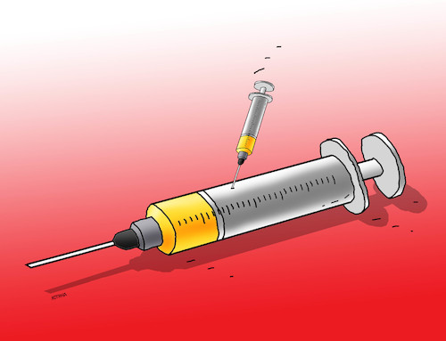 Cartoon: droginjekcie (medium) by Lubomir Kotrha tagged drugs,sport,people