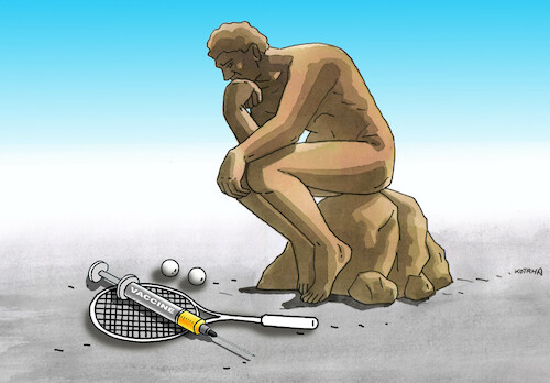 Cartoon: dumtenvac (medium) by Lubomir Kotrha tagged tennis,vaccine,novak,djokovic,australia,tennis,vaccine,novak,djokovic,australia