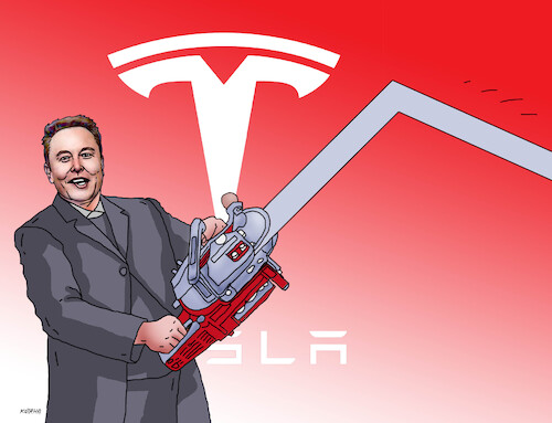 Cartoon: Elon Musk Tesla (medium) by Lubomir Kotrha tagged elon,musk,tesla,elon,musk,tesla