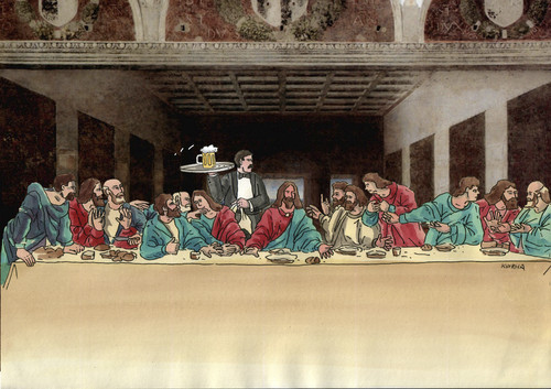 Cartoon: endbeer (medium) by Lubomir Kotrha tagged da,vinci,christmas,jesus,beer