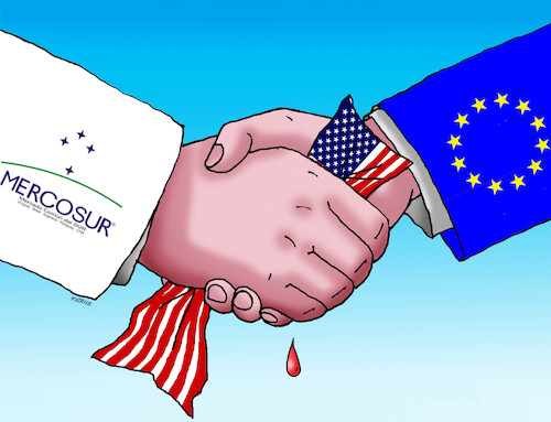 Cartoon: eustisk (medium) by Lubomir Kotrha tagged european,union,mercosur,european,union,mercosur