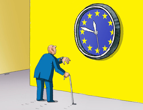 Cartoon: eutime (medium) by Lubomir Kotrha tagged eu,euro,time