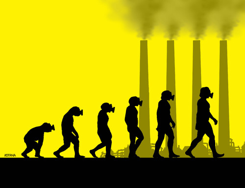 Cartoon: evolclimate (medium) by Lubomir Kotrha tagged climate,summit,paris,co2,smog,world