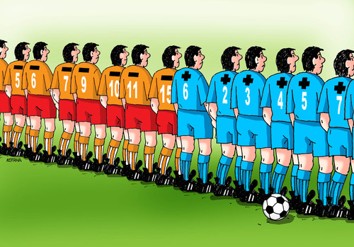 Cartoon: futplusmin (medium) by Lubomir Kotrha tagged eu,championships,france,football,soccer