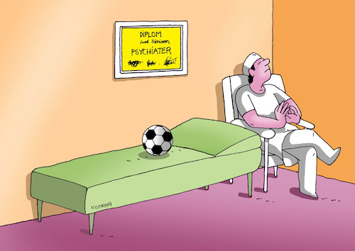 Cartoon: futpsych (medium) by Lubomir Kotrha tagged sport,soccer,psychiater,sport,soccer,psychiater