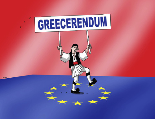 Cartoon: greercere (medium) by Lubomir Kotrha tagged greece,eu,referendum,syriza,tsipras,ecb,euro