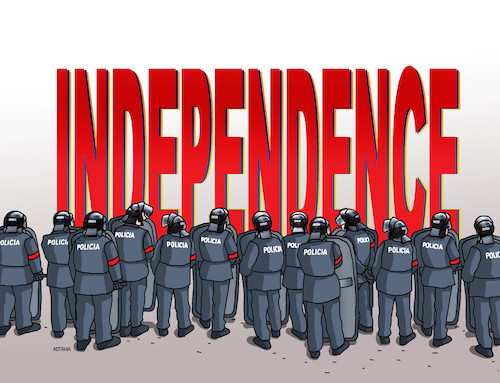 Cartoon: independ (medium) by Lubomir Kotrha tagged catalonia,independence,spain,europa,barcelona,madrid