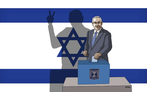 Cartoon: izrael-volby (medium) by Lubomir Kotrha tagged likud,netanyahu,israel,elections,usa,obama,world,palestina