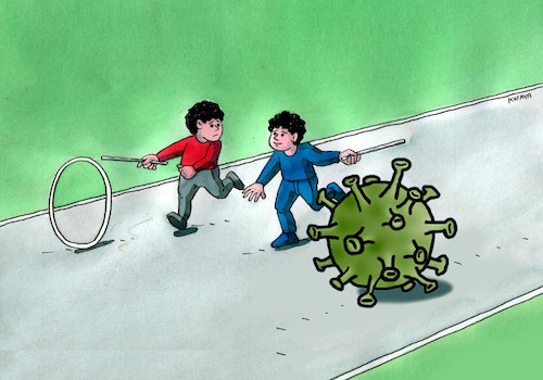 Cartoon: korohra (medium) by Lubomir Kotrha tagged coronavirus,covid,19,pandemics