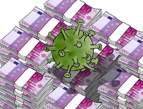 Cartoon: koromoney (medium) by Lubomir Kotrha tagged ecb,euro,money,coronavirus