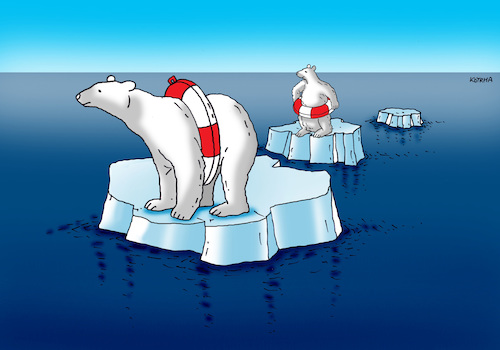 Cartoon: ladomedved-far (medium) by Lubomir Kotrha tagged earth,climate,changes,warming,melting,glaciers