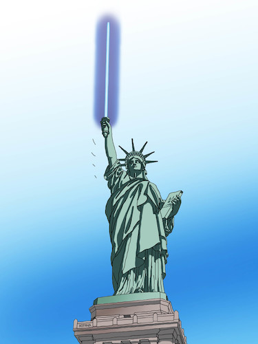 Cartoon: libertyscifi (medium) by Lubomir Kotrha tagged liberty,usa,trump,president,world