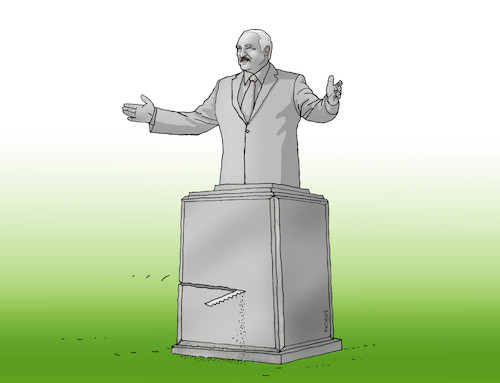 Cartoon: lukarez (medium) by Lubomir Kotrha tagged belarus,lukashenko,election,democracy,belarus,lukashenko,election,democracy,weissrussland,präsident,wahlen,demokratie,denkmal,sägen